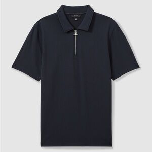 NWOT Reiss Berkley Cotton Half-Zip Knitted‎ Polo Shirt Navy Size L